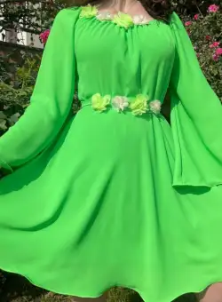 Rochie din voal verde neon - Finny