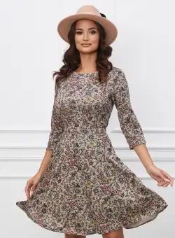 Rochie Dy Fashion bej clos cu lurex