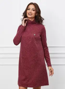 Rochie Dy Fashion bordo din jerse cu buzunar pe bust