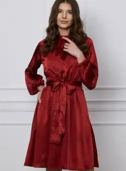 Rochie Dy Fashion caramizie cu elastic si cordon in talie