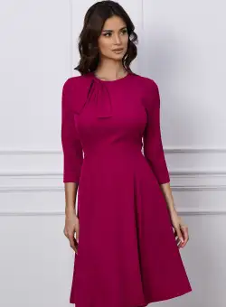 Rochie Dy Fashion magenta cu funda pe umar