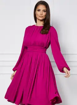 Rochie Dy Fashion magenta cu pliuri la bust