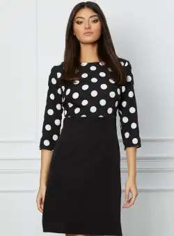 Rochie Dy Fashion neagra cu buline la bust