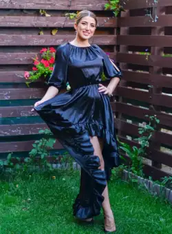 Rochie eleganta asimetrica neagra Neluta