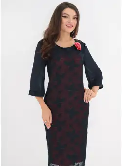 Rochie eleganta din dantela 3D bleumarin