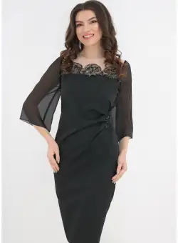 Rochie eleganta neagra cu pliuri si paiete
