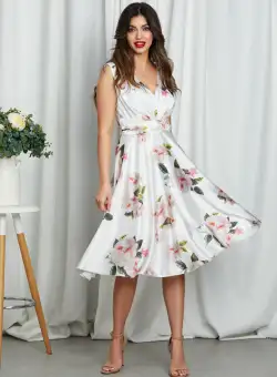 Rochie Flavia Alb Floral