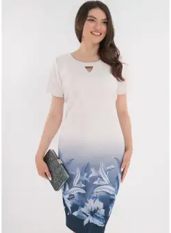 Rochie ivory din brocard cu bordura florala