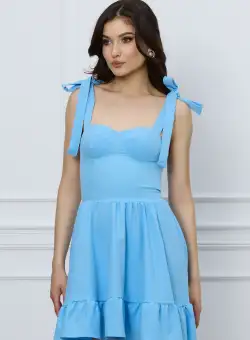 Rochie Mara bleu scurta cu bretele reglabile