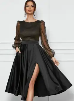 Rochie MBG neagra cu glitter la bust