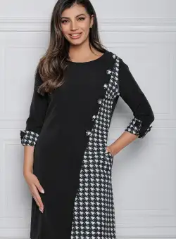 Rochie MBG neagra cu imprimeu picior de cocos