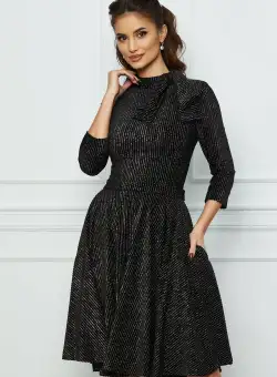 Rochie MBG neagra din catifea cu lurex