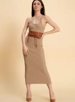 Rochie midi Hannelore Bej