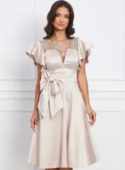 Rochie Moze bej din tafta cu funda in talie.