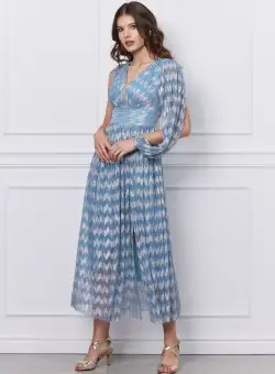 Rochie Moze bleu cu detalii argintii