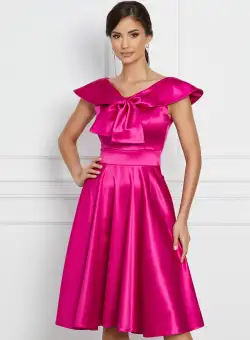 Rochie Moze fucsia cu funda la bust