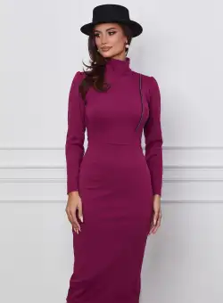 Rochie Moze magenta cu fermoar pe bust