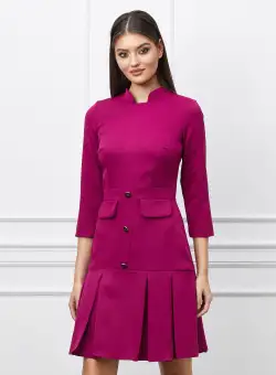 Rochie Moze magenta cu pliuri la baza