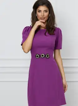 Rochie Moze mov cu flori in talie