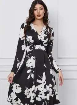 Rochie Moze neagra cu imprimeuri albe