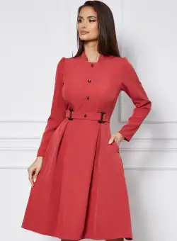 Rochie Moze office coniac cu nasturi decorativi