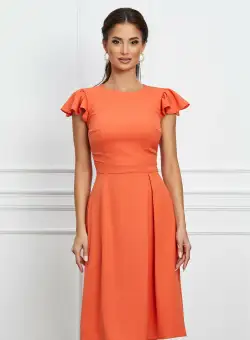 Rochie Moze orange cu volanase la maneci