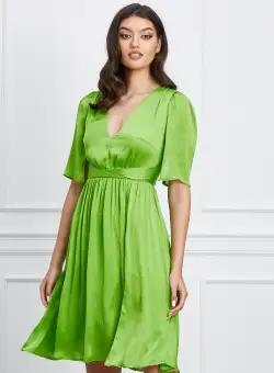 Rochie Moze verde crud din voal creponat
