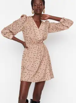 Rochie scurta camel Kellie