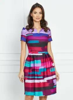 Rochie Vera cu dungi magenta si mov