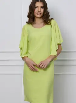 Rochie Vera lime cu maneci fluture