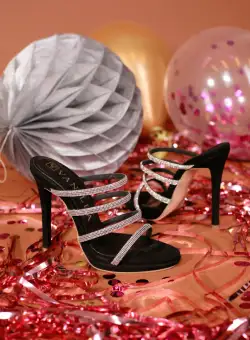 Saboti Cameroon Glamorous cu toc subtire, piele naturala intoarsa, negre