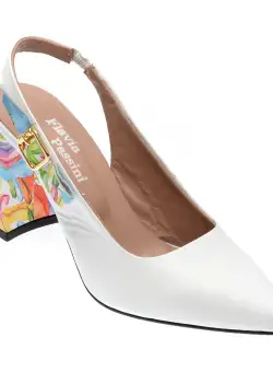 Saboti casual FLAVIA PASSINI albi, 1175, din piele naturala