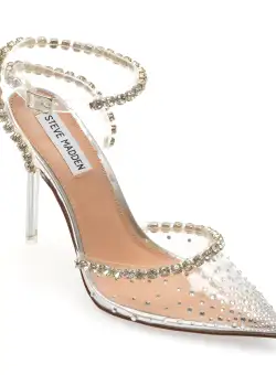 Saboti eleganti Steve Madden argintii, VAPORIZ, din pvc