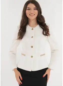 Sacou elegant alb cu elemente aurii