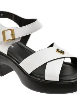 Sandale casual GRYXX albe, 23033K, din piele naturala