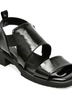 Sandale casual GRYXX negre, 96770, din piele naturala lacuita