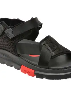 Sandale casual HUGO negre, 7040, din material textil