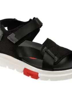 Sandale casual HUGO negre, 7049, din material textil