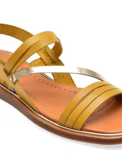 Sandale casual IMAGE galbene, 11505, din piele naturala