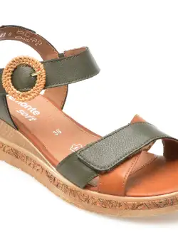 Sandale casual REMONTE verzi, D30671, din piele naturala