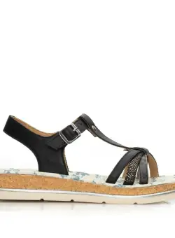 Sandale dama cu talpa joasa din piele naturala - 492 Negru box