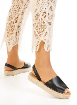 Sandale tip espadrile negre Vezza