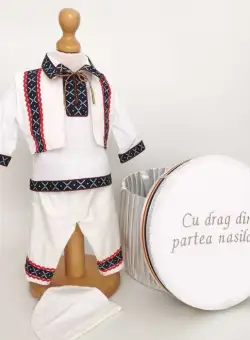 Set Botez Traditional Adi 9 , 2 piese costumas traditional si cufar brodat botez