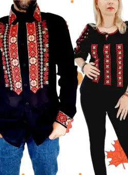 Set Traditional Cuplu 579 Camasi traditionale cu broderie