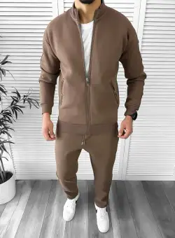 Trening barbati slim fit maro Pantaloni + Hanorac K018 Z15