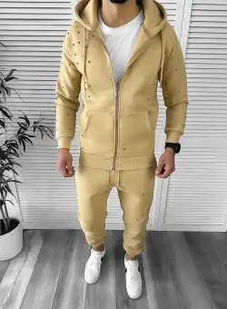 Trening barbati slim fit mustar Pantaloni + Hanorac K023 X7