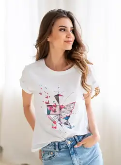 Tricou 14580 alb fluture Hermosa