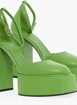 3JUIN Leather Ambra Sandals Heel 13 Cm Green
