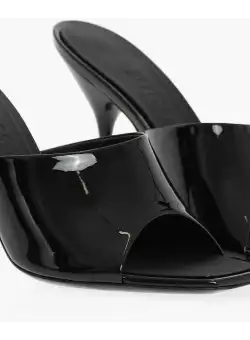 3JUIN Patent Leather Asia Mules With Spool Heel 11 Cm Black