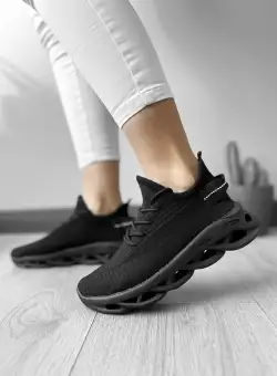 Adidasi dama casual din panza negri LM037 A9-1